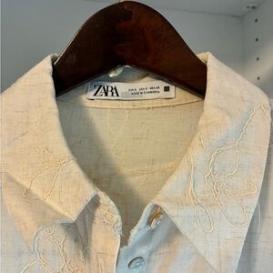 Zara Woman’s Beige Embroidered Shirt